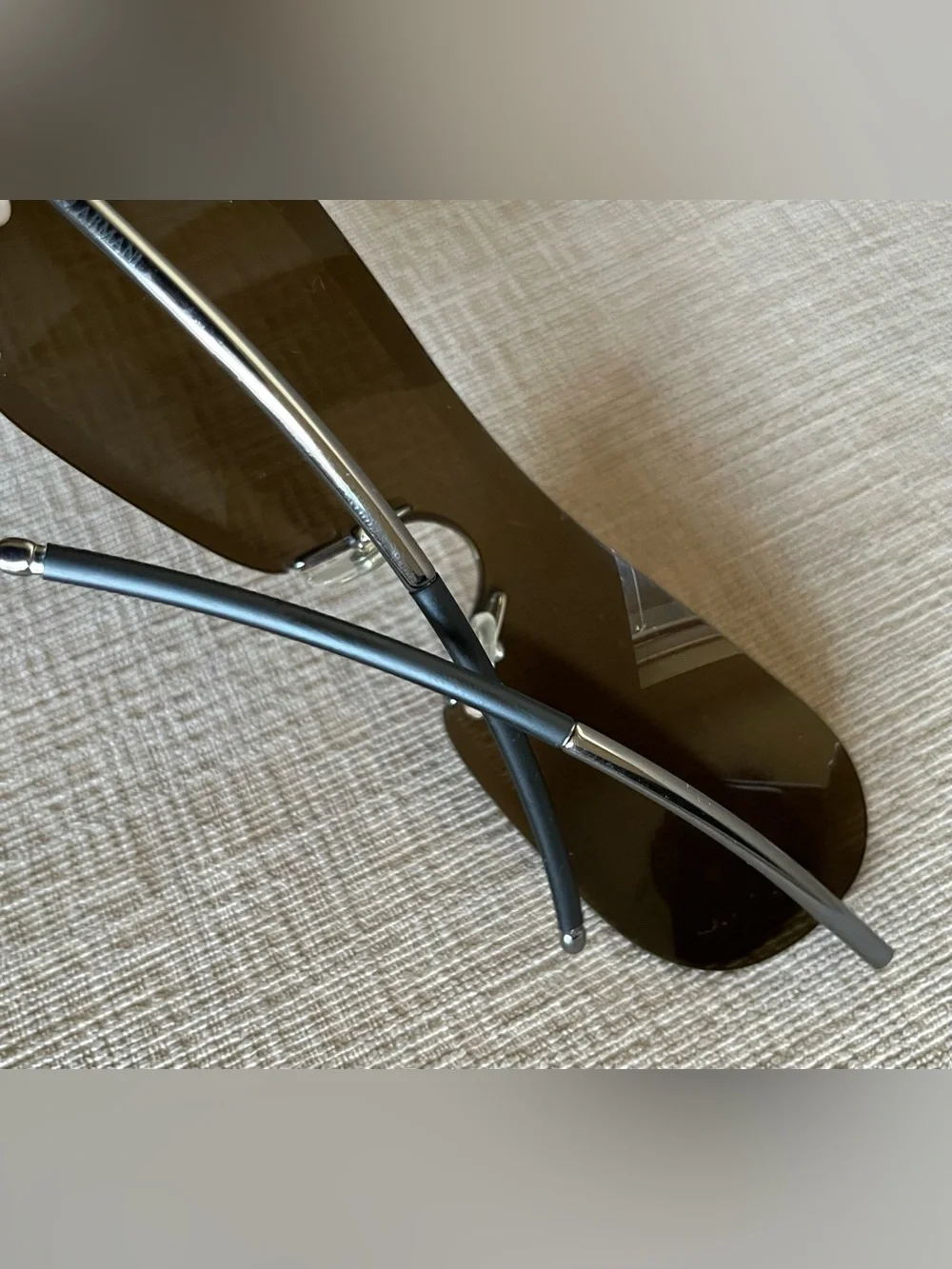 Giorgio Armani Vintage Rimless Shield Sunglasses Y2K Made In Italy